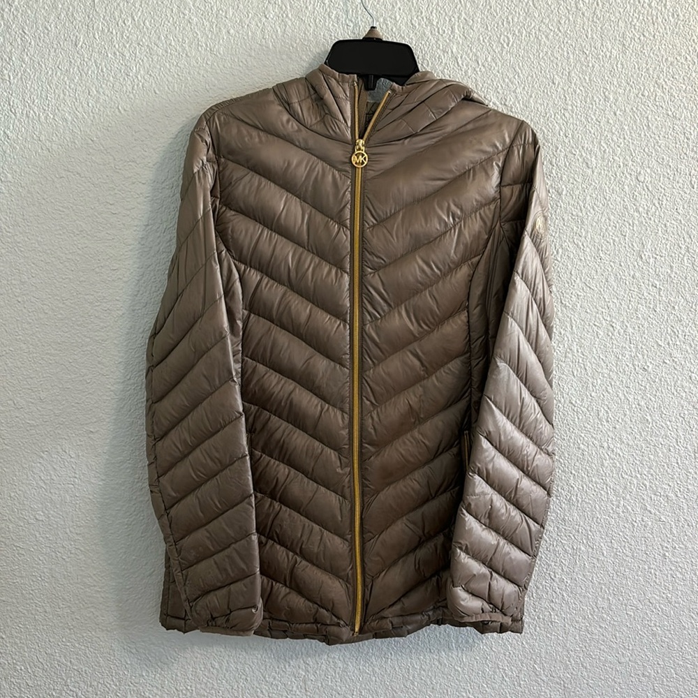 MICHAEL Michael Kors Tan and Gold Puffer Jacket